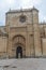 Detail view at the lateral facade at the Romanesque architecture building at the Cuidad Rodrigo cathedral, on downtown city