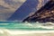 Detail view of mountains near Hout Bay, Cape Town, South Africa, seen from Noordhoek Long Beach