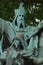 Detail view over Charlemagne monument front of Notre Dame cathedral, Paris, France