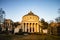 Detail view over the Romanian Athenaeum or Ateneul Roman, in the center of Bucharest capital of Romania