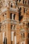 Detail view of the red brick walls, arches and columns of towers of Votive church in Szeged in south Hungary in eastern europe