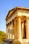 Detail view of temple of Hephaestus in Ancient Agora, Athens