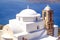 Detail view of traditional Greek cycladic church in Plaka villag