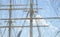 Detail view of the upper masts for the rigging of a large sailin