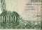 Detail of a vintage 1000 pesetas bank note from Spain.