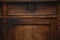 Detail of a vintage cupboard sideboard - drawers with metal handle. vintage retro furniture closeup