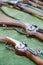 Detail of vintage military rifles