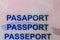 Detail of visas on passport. Travelling visas on passport