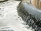 Detail of waste water flow on the intake of a secondary sedimentation tank during the process of treatment