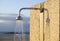 Detail of a water shower on the beach