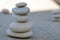 Detail of white piled stones. Balance and relaxation Concept