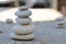 Detail of white piled stones. Balance and relaxation Concept