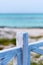 Detail of white wooden handrail, Cayo Guillermo, Cuba