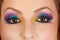 Detail of woman eyes makeup