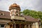 Detail of wooden fairytale house in tradtional style in the town of Liepaja, Latvia