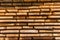 Detail wooden planks. Air-drying timber stack. Wood air drying seasoning lumber or wood seasoning. Timber. Lumber