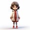 Detailed 3d Cartoon Girl Nancy With Red Hat And Elegant Clothing