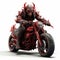 Detailed 3d Demon Riding Motorcycle On White Background