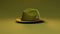 Detailed 3d Render Of Green Fedora On Olive Background