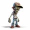 Detailed 3d Render Of Quirky Cartoon Zombie With Baseball Cap
