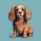 Detailed 8bit Cocker Spaniel Dog Portrait On Blue Background