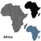 Detailed Africa Outline Maps in Black, Grey & Blue