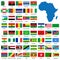 Detailed African flags and map