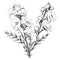 Detailed Anatomy: A Romantic Illustration Of Black And White Flowers