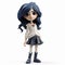 Detailed Animated Figurine Of A Blue-haired Schoolgirl