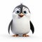 Detailed Animated Penguin On White Background - Pixar Style