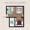 Detailed apartment furniture overhead top view. Studio Apartment