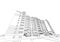 Detailed architectural plan of multistory building with diminishing perspective. Vector blueprint
