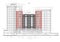 Detailed architectural plan of multistory building with underground garage parking. Cross-section view. Vector blueprint.