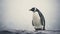 Detailed Atmospheric Portrait Of A Penguin In A Winter Storm