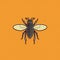 Detailed Bee Icon On Orange Background For Science Fiction Illustrations