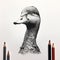 Detailed Black Pencil Artwork Of A Duck Head Silhouette