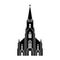 Detailed black silhouette of St. Joseph Church in Detroit, Michigan United States on a white background. Simple clipart,