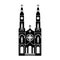 Detailed black silhouette of St. Stanislaus Catholic Church in Milwaukee United States on a white background. Simple clipart,