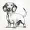 Detailed Black And White Dachshund Dog Sketch