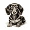Detailed Black And White Dachshund Puppy Drawing