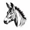 Detailed Black And White Donkey Head Illustration