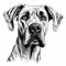Detailed Black And White Great Dane Illustration In The Style Of Alexandr Averin