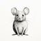 Detailed Black And White Mouse Drawing With Charming Character Illustration