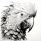 Detailed Black And White Parrot Drawing With Bold Defined Lines