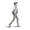 Detailed Black And White Sketch Of A Genderless Weatherwoman Walking In Profile View