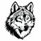 Detailed Black And White Wolf Head Stencil Art