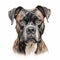 Detailed Boxer Dog Portrait Painting In Realistic Colors