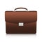 Detailed brown briefcase with leather texture on white background.