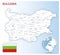 Detailed Bulgaria administrative map with country flag and location on a blue globe