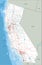 Detailed California road map with labeling.